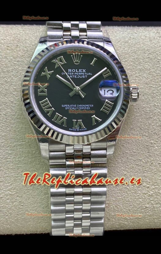 Rolex Datejust 31MM Movimiento ETA-2671 Reloj Réplica Suizo en Acero 904L Dial Negro en Romanos