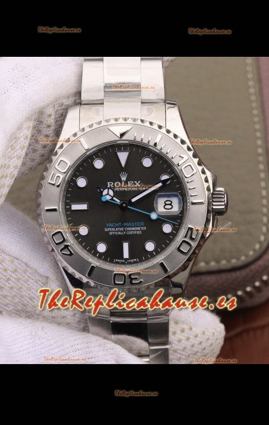Rolex Yachtmaster Dial Azul Reloj Réplica a Espejo 1:1 37MM en Caja en Acero 904L