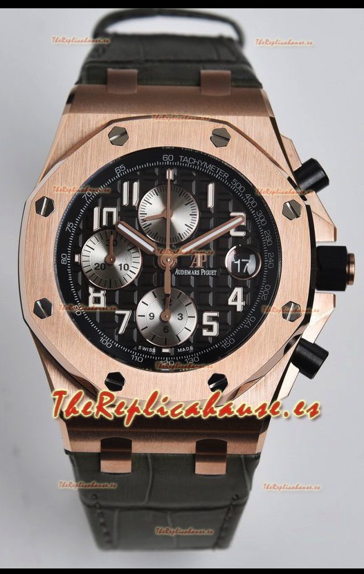 Audemars Piguet Royal Oak Offshore Dial Negro Reloj Réplica Cronógrafo a Espejo 1:1 - Acero 904L