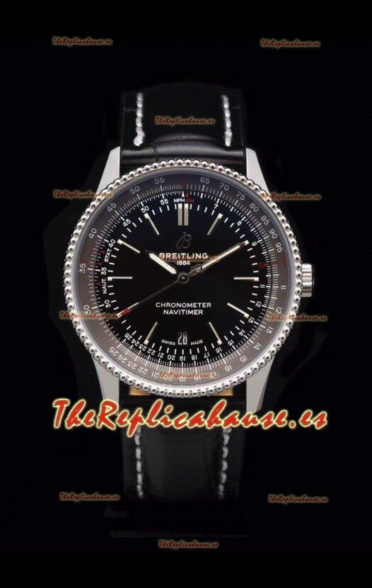 Breitling Navitimer 1 Automatic Reloj Réplica Suizo Dial en Negro - Correa de Piel
