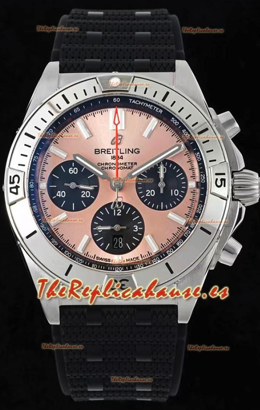 Breitling Chronomat B01 42 Edición Suiza Caja Acero 904L Dial Rosado Reloj Réplica a Espejo 1:1