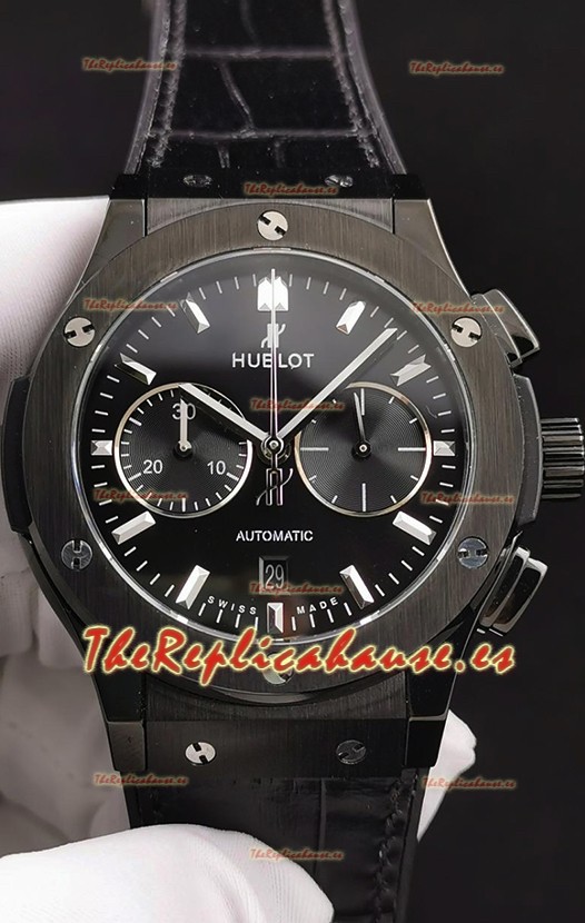 Hublot Classic Fusion Chronograph Bisel y Caja de Cerámica Dial Negro Reloj Réplica a Espejo 1:1