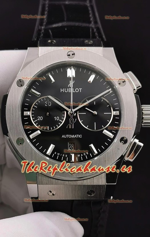 Hublot Classic Fusion Chronograph Caja de Acero Inoxidable Dial Negro Reloj Réplica a Espejo 1:1