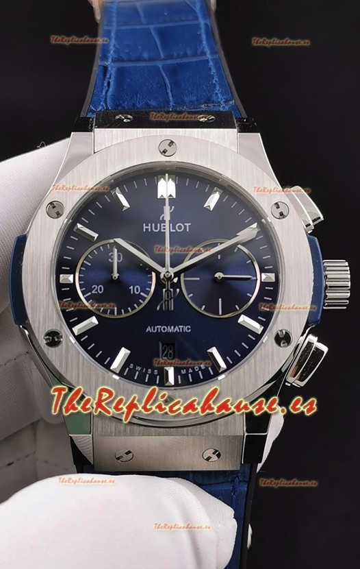 Hublot Classic Fusion Chronograph Caja de Acero Inoxidable Dial Azul Reloj Réplica a Espejo 1:1