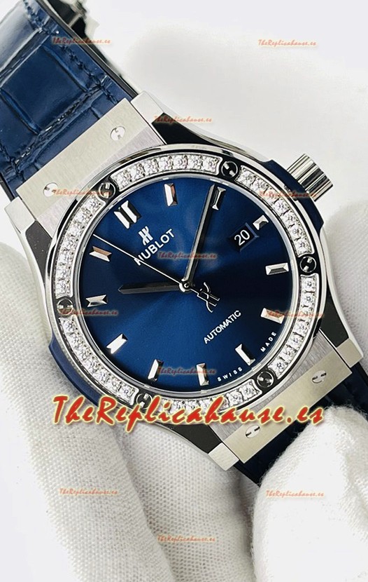 Hublot Classic Fusion Acero Inoxidable Dial Azul Reloj Réplica Suizo Calidad Espejo 1:1