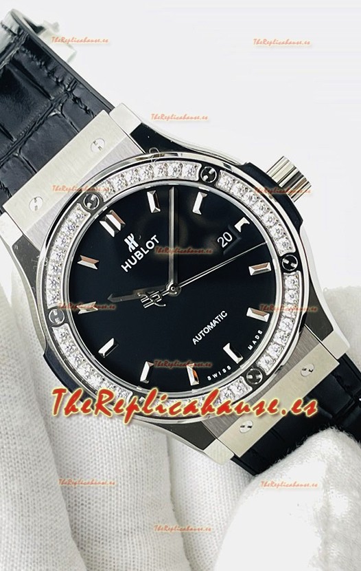 Hublot Classic Fusion Acero Inoxidable Dial Negro Reloj Réplica Suizo Calidad Espejo 1:1
