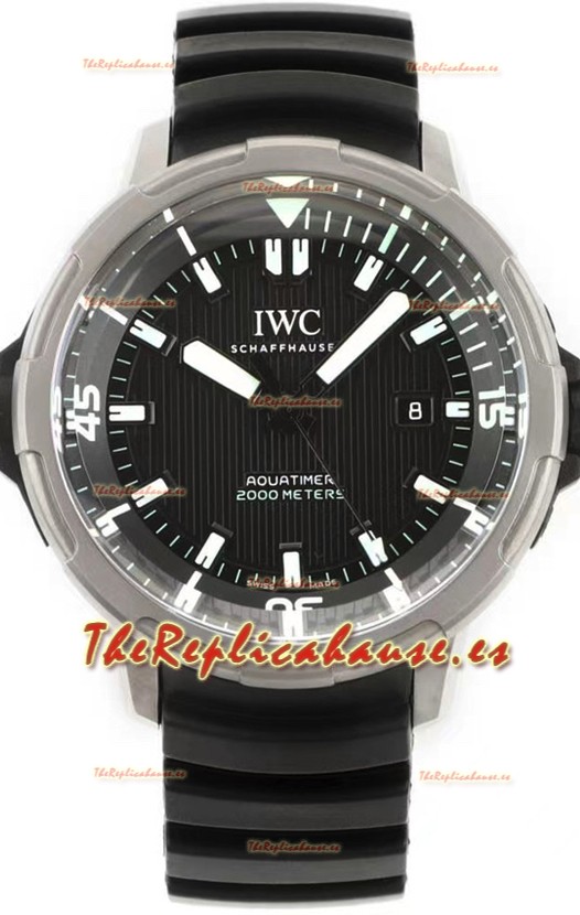 IWC Aquatimer IW358001 Titanium Reloj Réplica Suizo a Espejo 1: 1 Dial Negro Correa de Goma