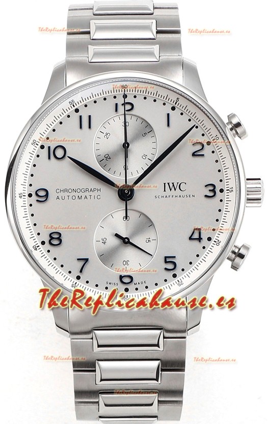 IWC Portuguese Chronograph Reloj Réplica Suizo en Caja de Acero Dial Blanco - Edición Réplica a Espejo 1:1