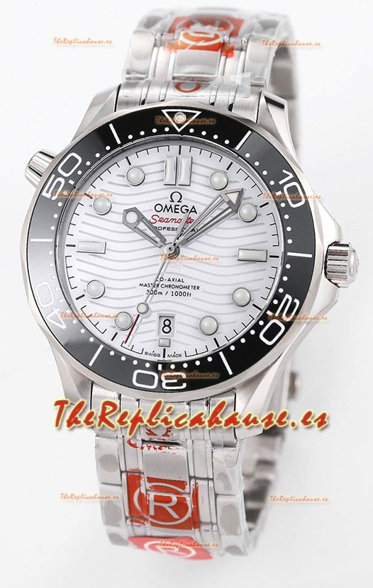 Omega Seamaster 300M Master Chronometer Reloj Suizo Blanco Acero 904L Reloj Réplica a Espejo 1:1