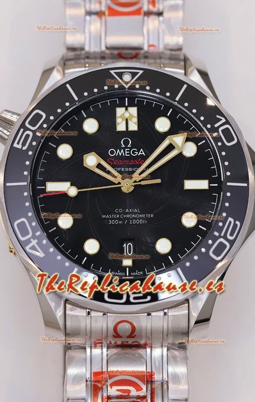Omega Seamaster James Bond Reloj Suizo Negro Acero 904L Reloj Réplica a Espejo 1:1