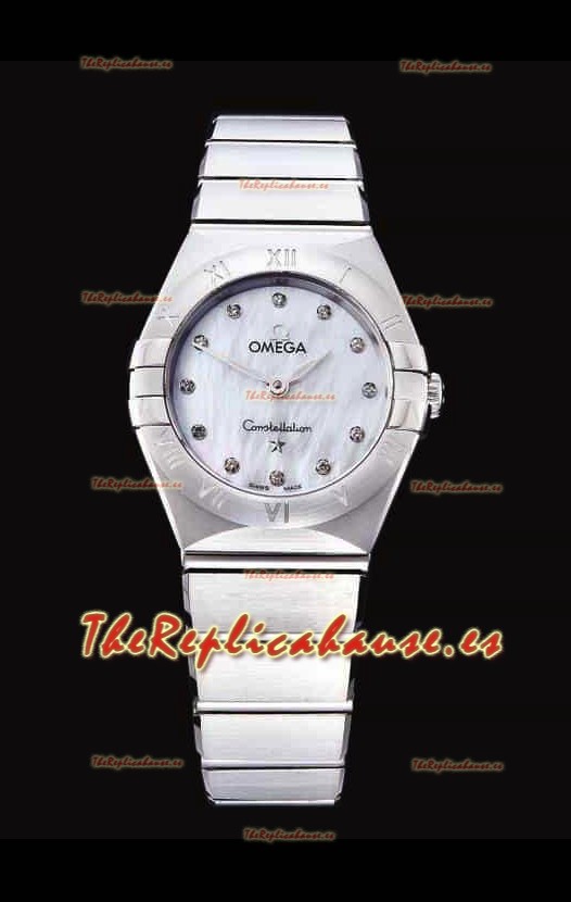 Omega Constellation Ladies Cuarzo Suizo Réplica a Espejo 1:1 - Caja de Acero Dial en Perla
