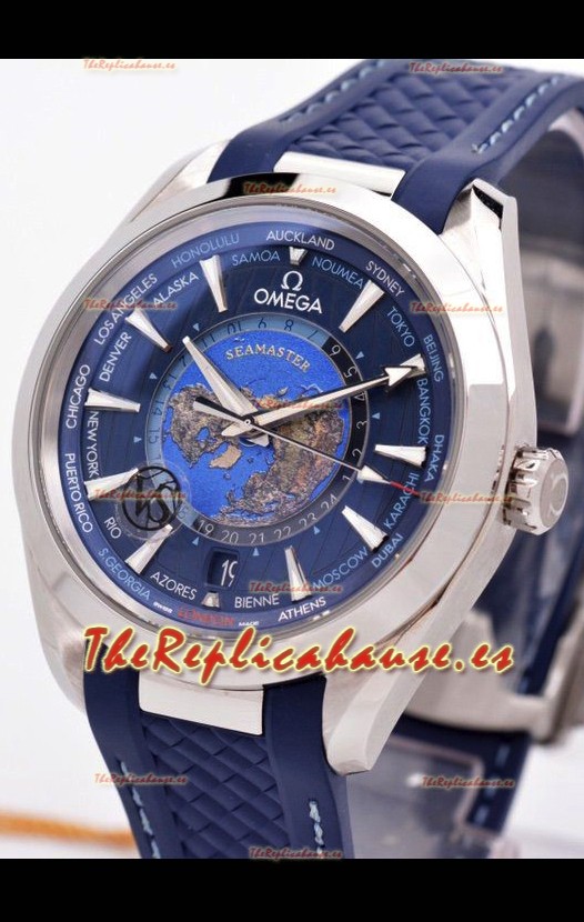 Omega Seamaster Aqua Terra 150M GMT Worldtime Correa de Goma Reloj Réplica Suizo