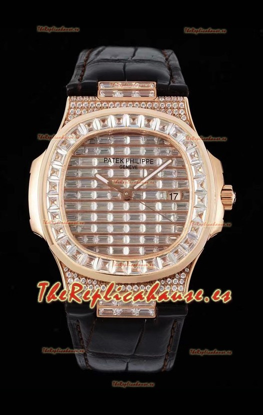 Patek Philippe Nautilus 5711/R Reloj Réplica Suizo a Espejo 1:1 Oro Rosado Caja Diamantes