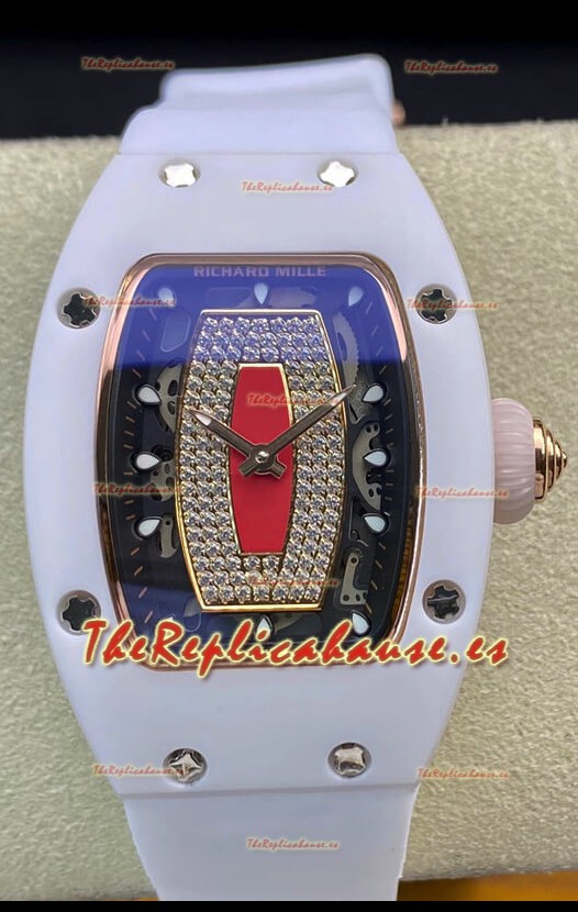 Richard Mille RM-07-01 Dial Diamantes Céramica Blanca Ladies Reloj Rélica Suizo 1:1