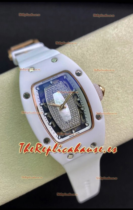 Richard Mille RM-07-01 Dial Diamantes Céramica Blanca Ladies Reloj Rélica Suizo 1:1