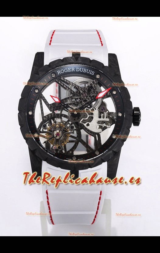 Roger Dubuis Excalibur Spider Flying Tourbillon Skeleton Caja Carbono 42MM Reloj Réplica Suizo a Espejo 1:1