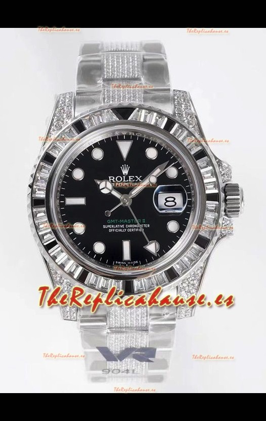 Rolex GMT Masters II Diamonds Reloj Suizo Caja Acero 904L - Calida a Espejo 1:1