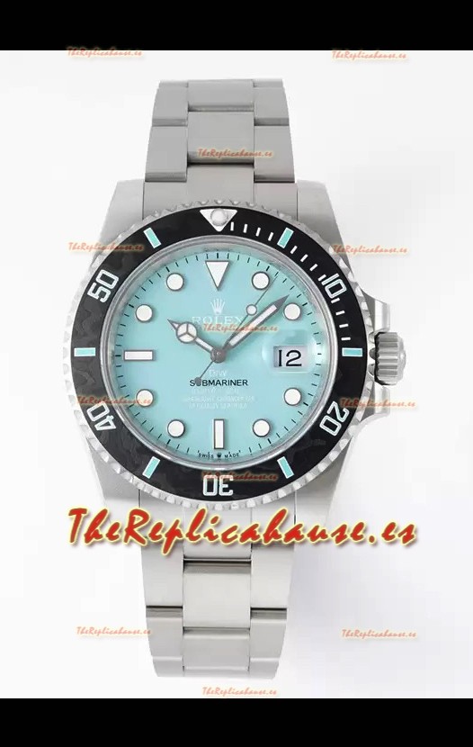 Rolex Submariner DiW Caja Acero Inoxidable Bisel Negro Reloj Edición Cerámica Dial Azul