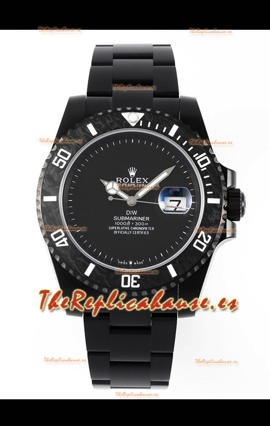 Rolex Submariner DiW Caja Acero Revestida DLC Bisel Negro Reloj Edición Cerámica