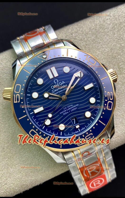 Omega Seamaster 300M Co-Axial Master Chronometer Dial Azul Caja Dos Tonos Réplica a Espejo 1:1