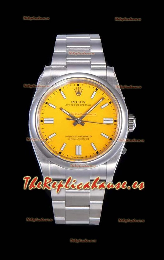 Rolex Oyster Perpetual REF#124300 41MM Movimiento Cal.3230 Réplica Suizo Dial Amarillo Acero 904L Reloj Réplica a Espejo 1:1