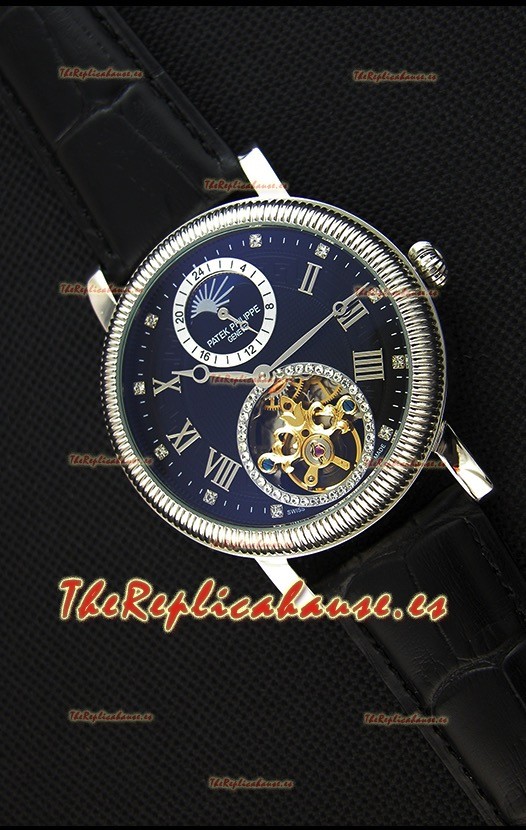Patek Philippe Japanese MoonPhase Tourbillon Reloj Réplica Dial Negro