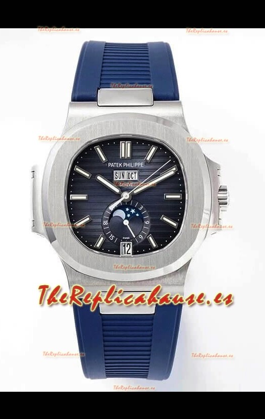 Patek Philippe Nautilus 5726A Reloj Réplica Espejo 1:1 Dial Azul Correa de Goma