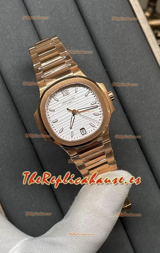 Patek Philippe Nautilus 7118/1200R-001 35MM Reloj Réplica Suizo a Espejo 1:1 Dial Blanco