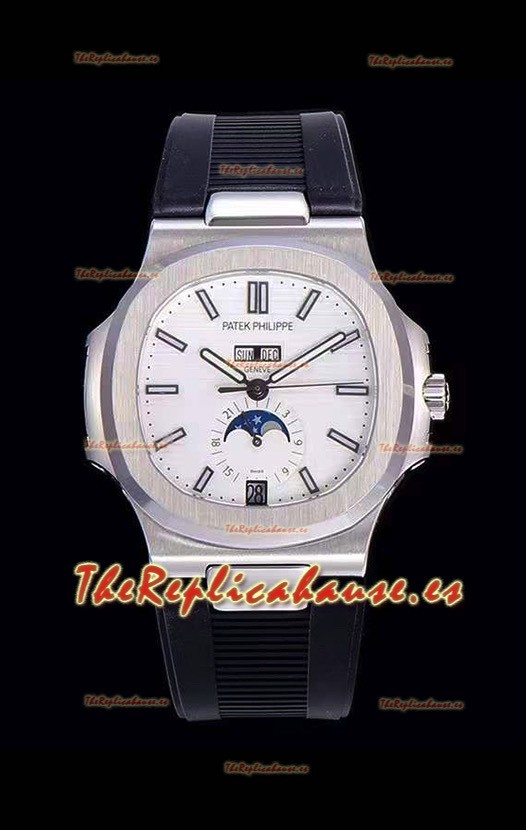 Patek Philippe Nautilus 5726A Reloj a Espejo 1:1 Dial Blanco Correa de Goma