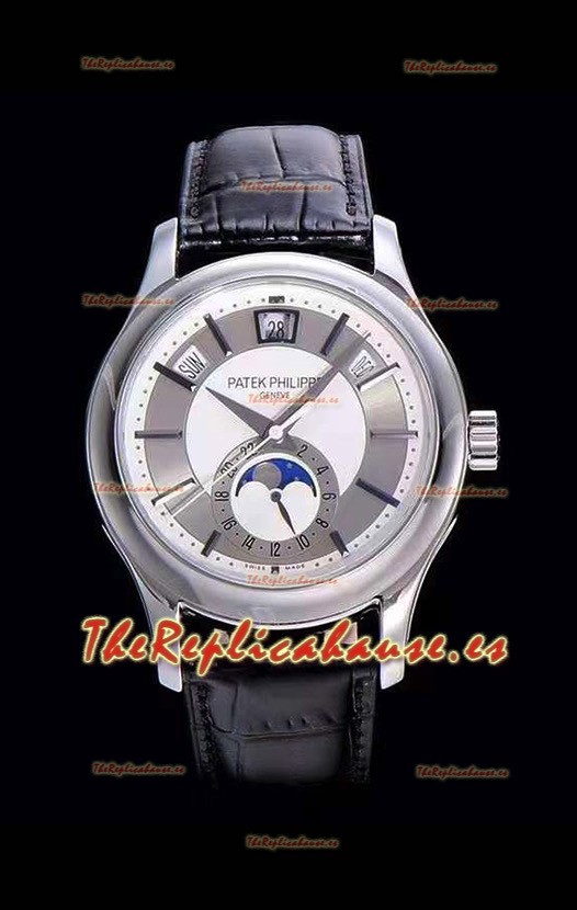 Patek Philippe Complications MoonPhase 5205-001 Reloj Réplica Suizo a Espejo 1:1 Steel Gris Dial