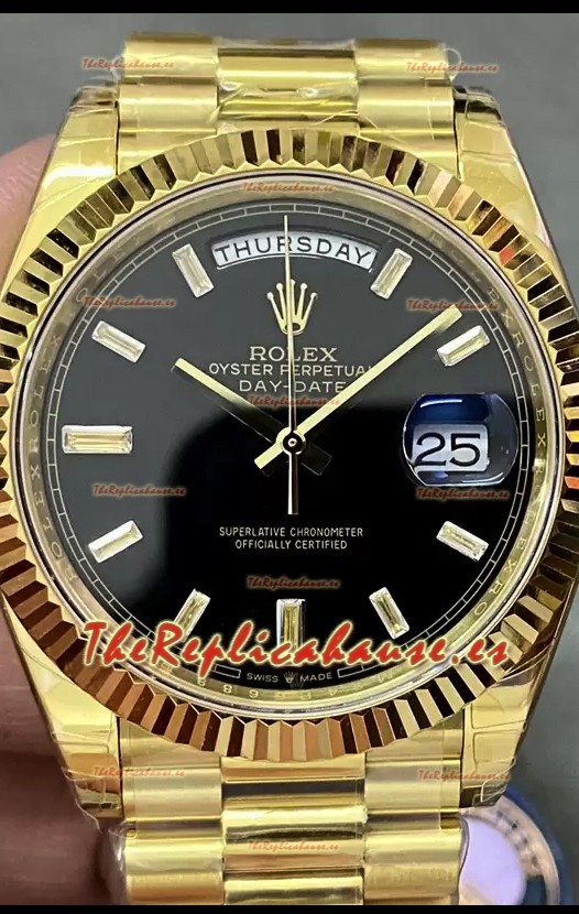 Rolex Day Date Presidential Reloj Oro Amarillo 18K 40MM - Dial Negro Calidad Espejo 1:1