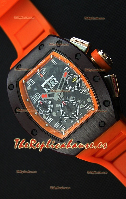 Richard Mille RM011-FM Felipe Massa Reloj Caja de Cerámica de una Sola Pieza correa en color Naranja