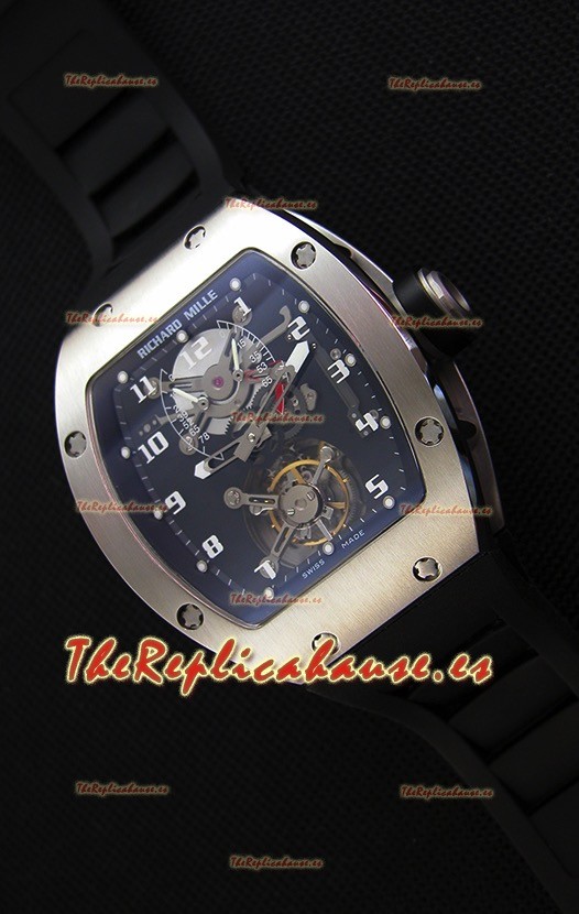 Richard Mille RM001 Evolution Tourbillon Reloj Réplica Suizo con Caja de Acero Cepillado