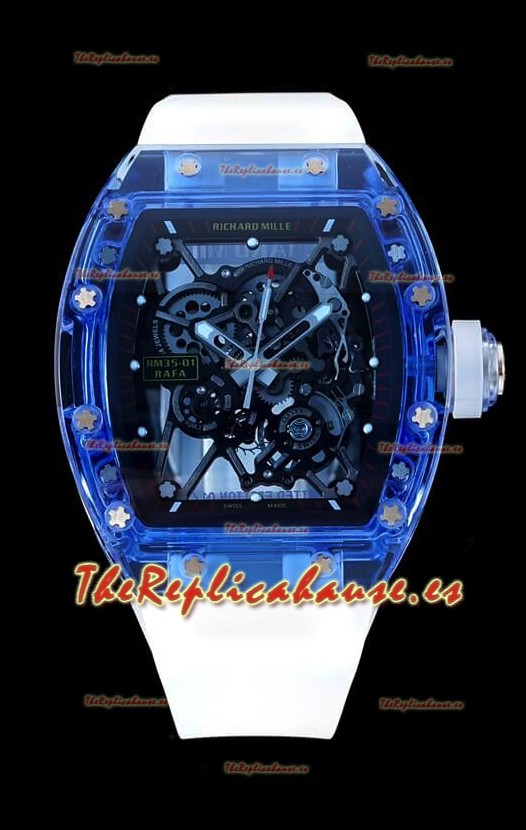 Richard Mille RM35-01 Caja Zafiros Transparentes Con Tourbillon Genuino Reloj Super Clone