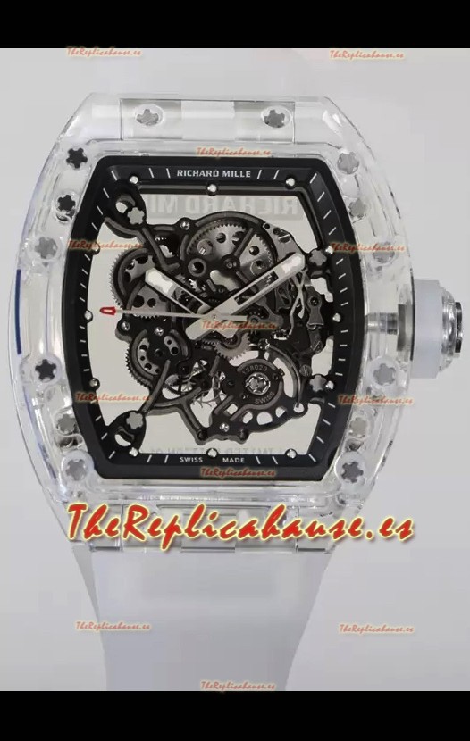 Richard Mille RM055 Caja con Zafiro Transparente con Genuino Tourbillon Reloj Super Clon