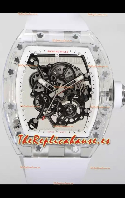 Richard Mille RM055 Caja con Zafiro Transparente con Genuino Tourbillon Reloj Super Clon