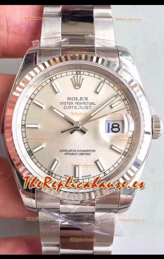 Rolex Datejust 36MM Movimiento Cal.3135 Reloj Réplica Suizo en Acero 904L Dial en Acero
