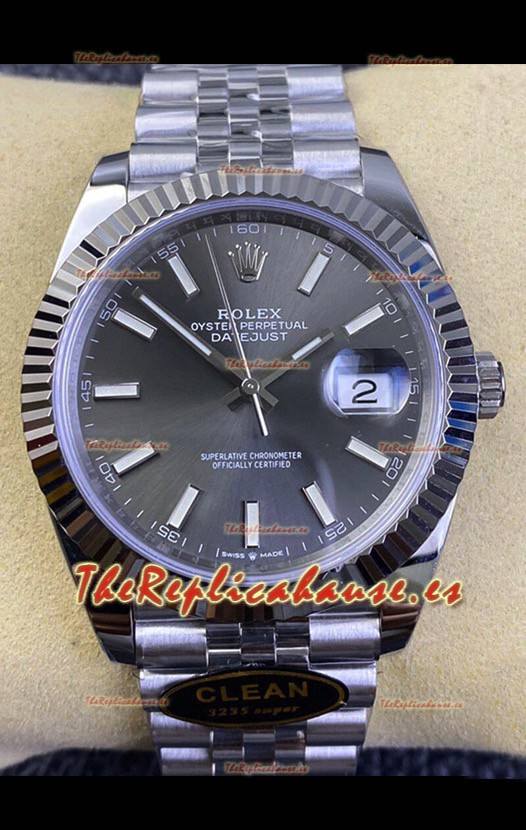 Rolex Datejust 41MM Cal.3135 Movement Swiss Replica Watch in 904L Steel / Gris Dial