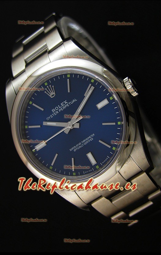 Rolex Oyster Perpetual Cal.3132 Movimiento Suizo Dial Azul Correa tipo Ostra - Último Reloj de Acero 904L