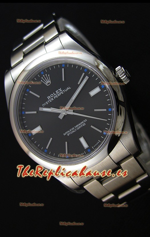 Rolex Oyster Perpetual Cal.3132 Movimiento Suizo Dial Negro Correa tipo Ostra - Último Reloj de Acero 904L