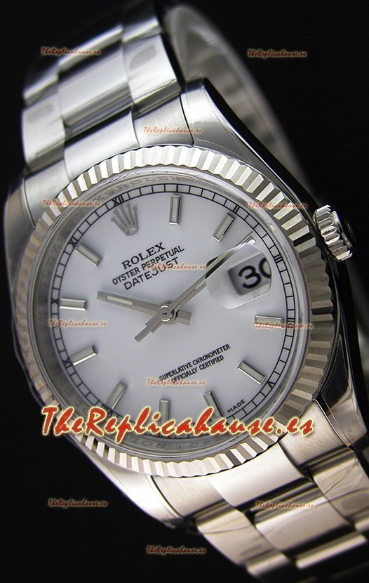 Rolex Datejust 36MM Cal.3135 Movement Reloj Réplica Suizo Dial Blanco Oyster Strap - Ultimate 904L Steel Watch 