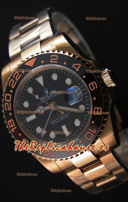 Rolex GMT Masters II 126715CHNR Reloj Réplica Suizo a Espejo 1:1 Oro Everose