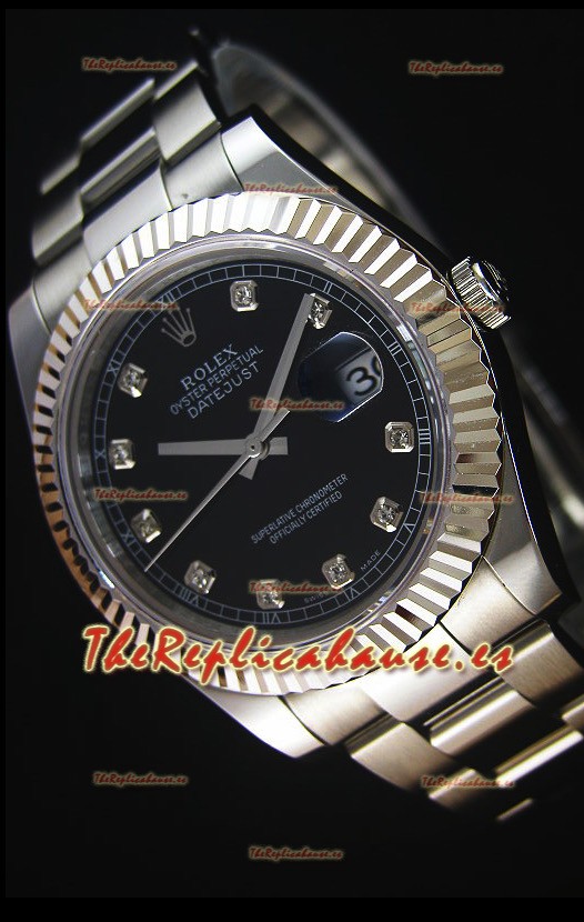 Rolex Datejust Reloj Réplica Japonés - Dial Negro en 41MM con correa Oyster