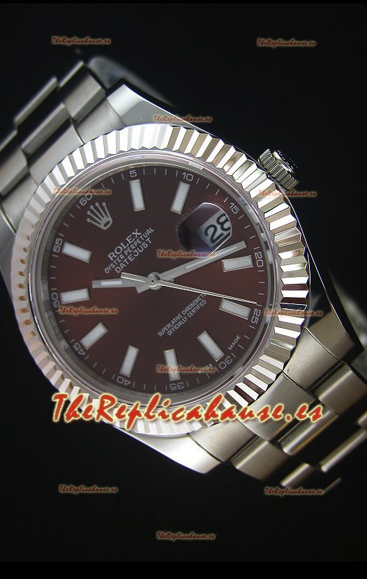 Rolex Datejust Reloj Réplica Japonés - Dial Rojo Profundo en 41MM con correa Oyster
