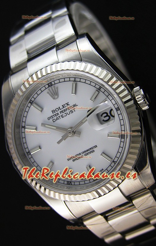 Rolex Datejust Reloj Réplica Japonés - Dial Blanco en 36MM con correa Oyster