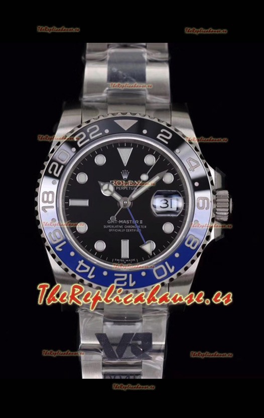 Rolex GMT Masters Batman Reloj Réplica Movimiento Japonés en Correa Oyster