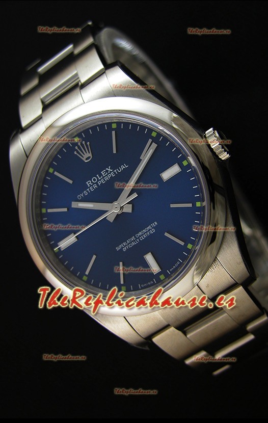 Rolex Oyster Perpetual Reloj Réplica Japonés - Dial Azul en Caja de 39MM