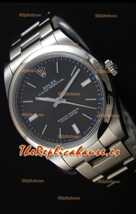 Rolex Oyster Perpetual Reloj Réplica Japonés - Dial Negro en Caja de 39MM