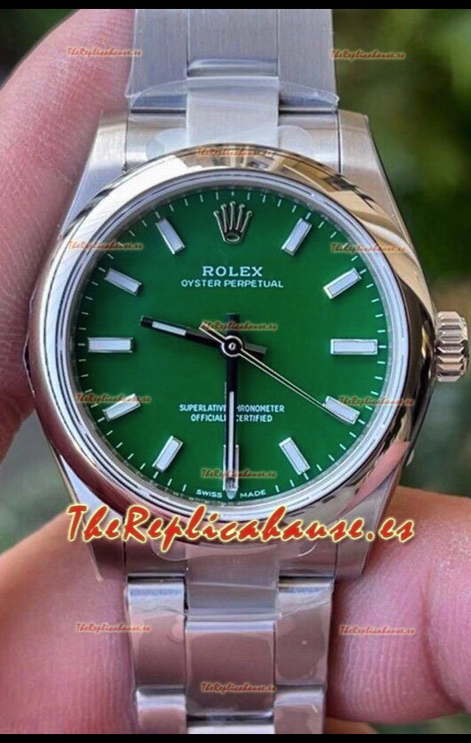 Rolex Oyster Perpetual REF#277200 31MM Movimiento y Réplica Suizo Dial Verde Acero 904L Reloj Réplica Espejo 1:1