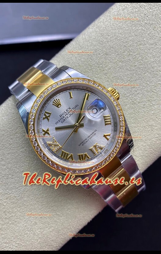 Rolex Datejust 126283RBR-0018 36MM Reloj Réplica Suizo a Espejo 1:1 Dial Plateado en 904L